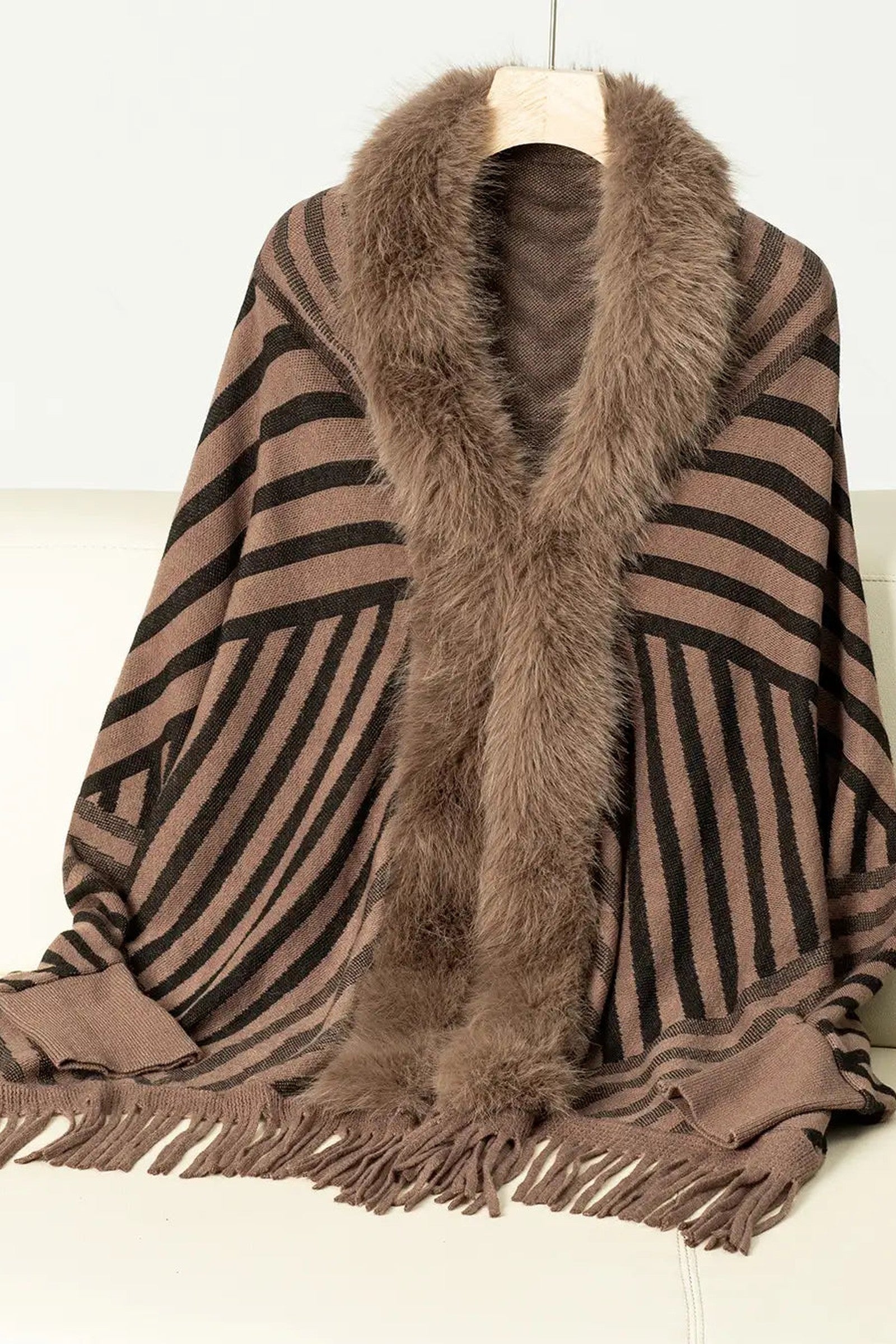 Stripe Fur Cape