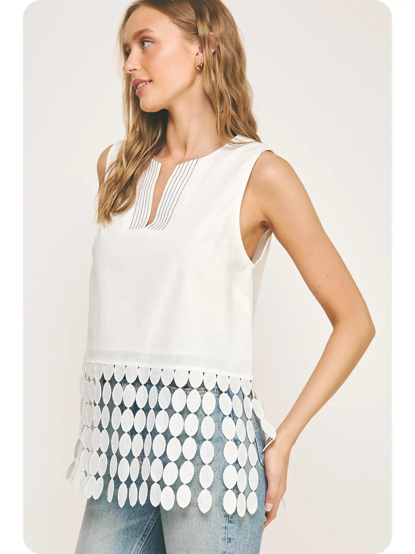 Dot Fringe Tunic Tank
