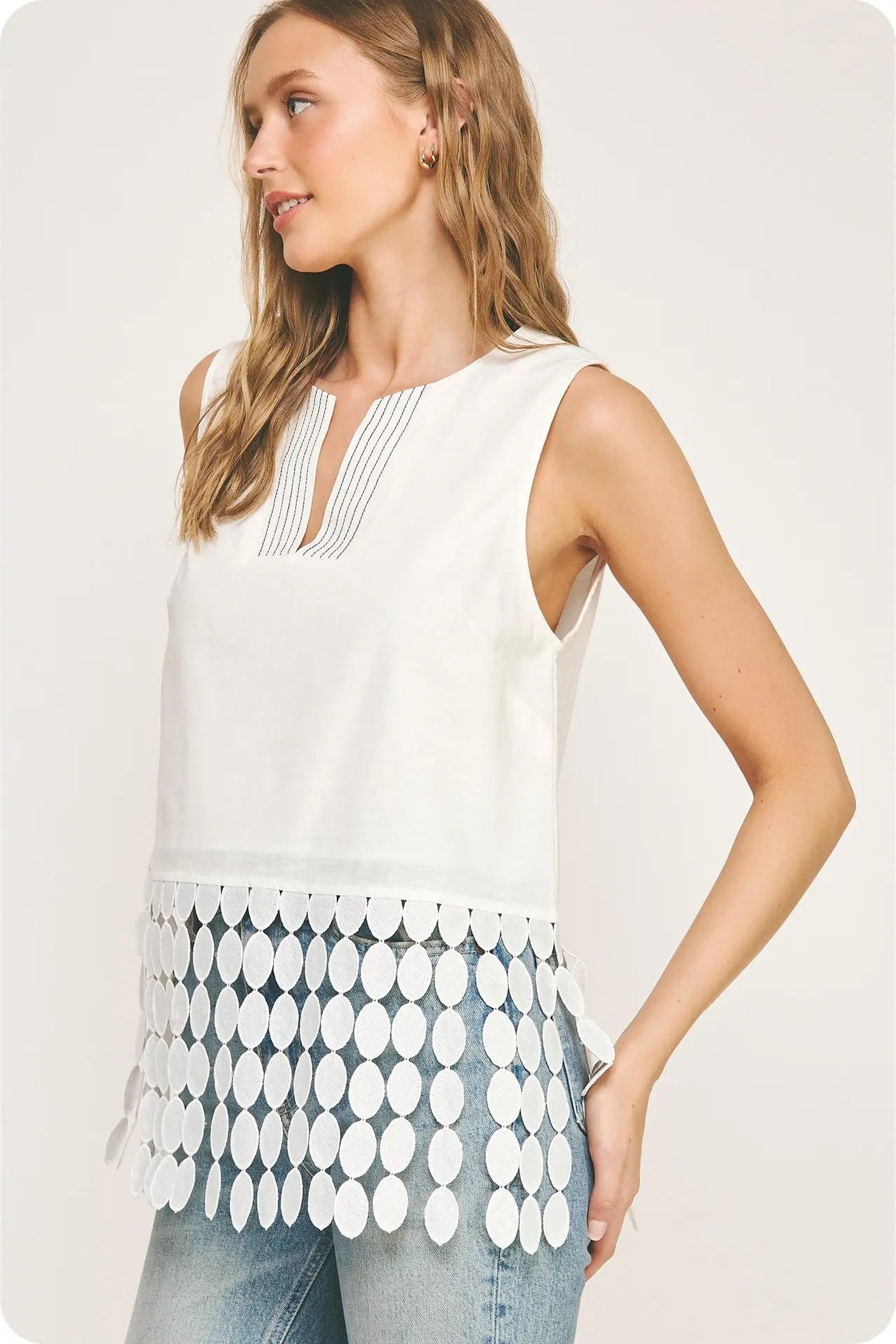 Dot Fringe Tunic Tank