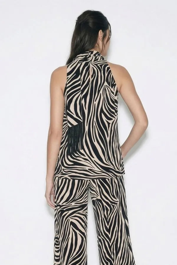 Zebra Silky Scarf Top