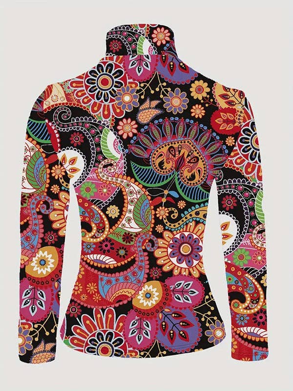 Flower Print High Neck Top