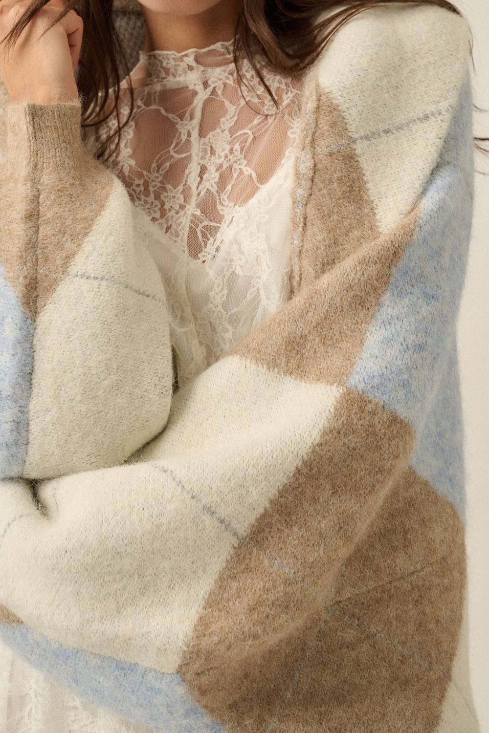 Argyle Jacquard-Knit Cardigan