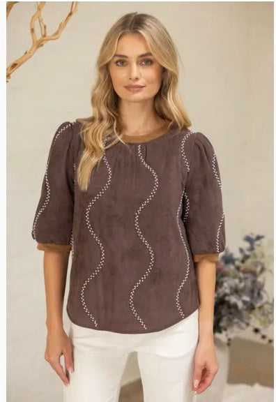 Vegan Suede Pearl Top