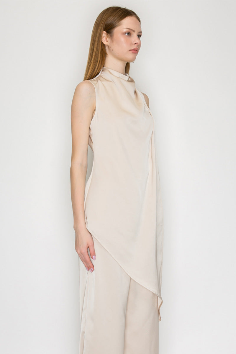Shoulder Pleat Sleeveless Top