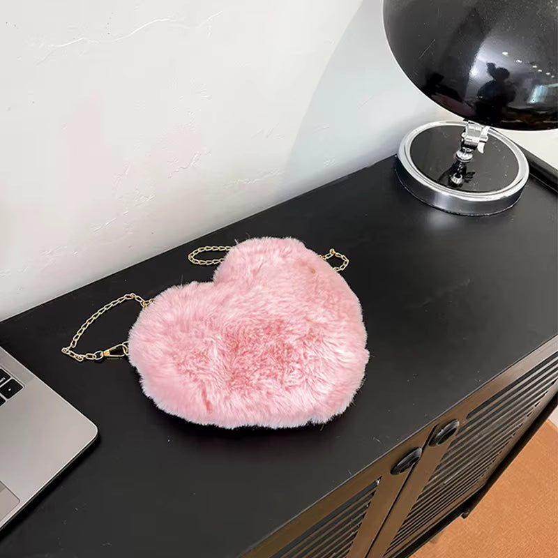 Fuzzy Heart Purse