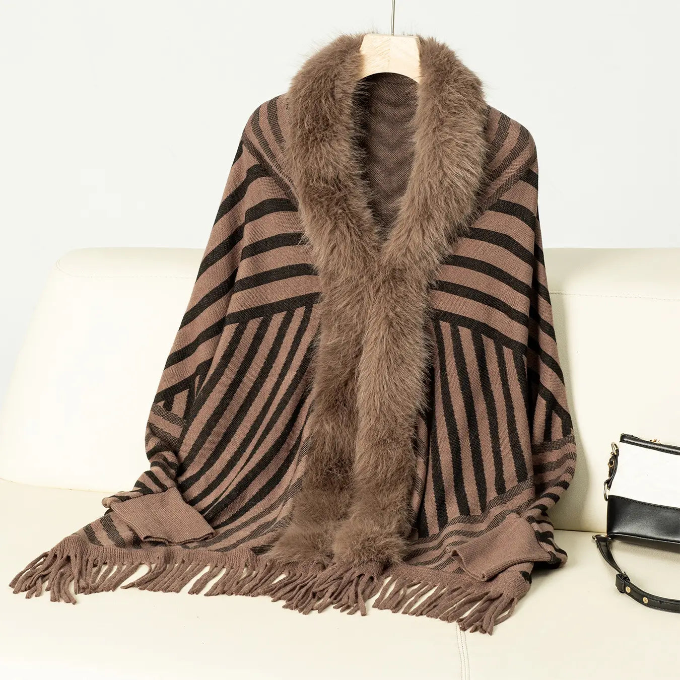 Stripe Fur Cape