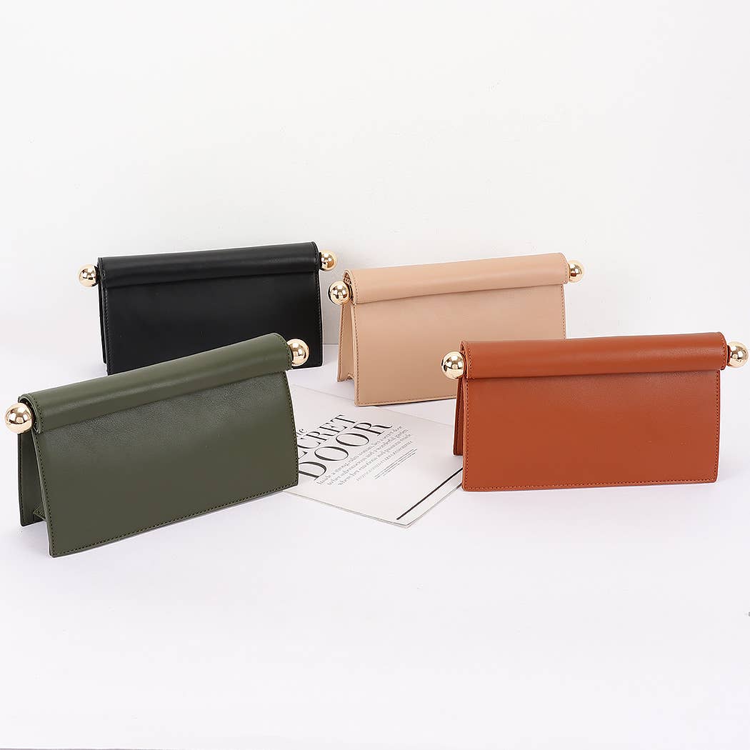 Roll-Top Sphere Accent Chain Clutch