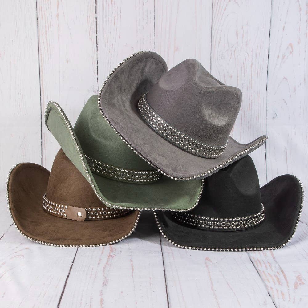 Studded Trim Western Cowboy Hat