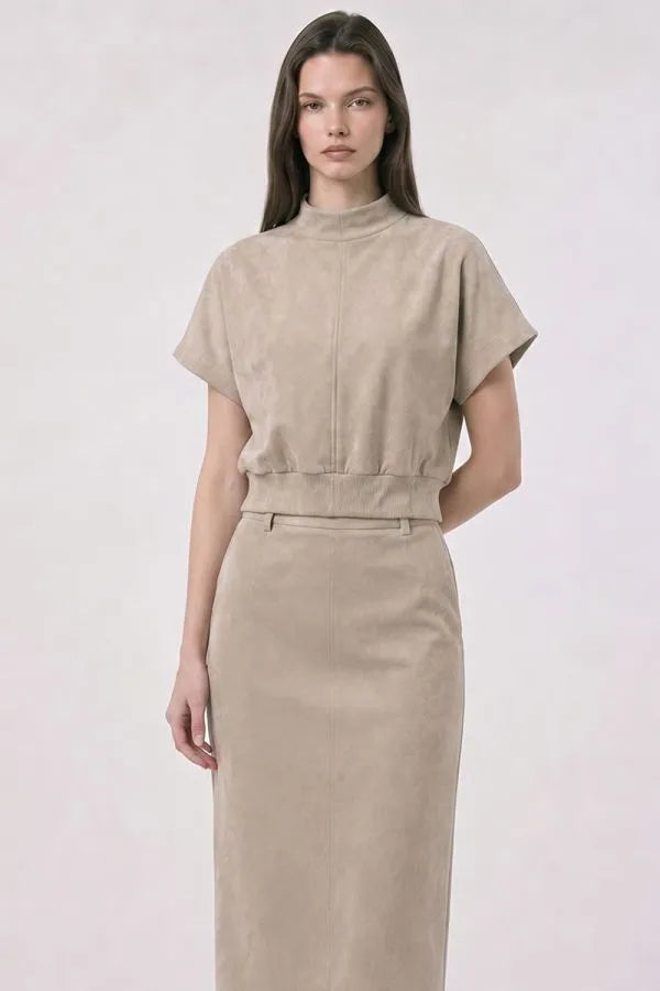 Brushed Vegan Suede Kimono Top