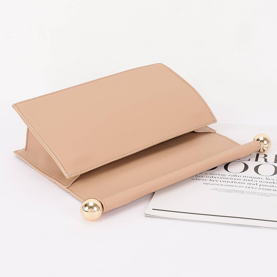 Roll-Top Sphere Accent Chain Clutch