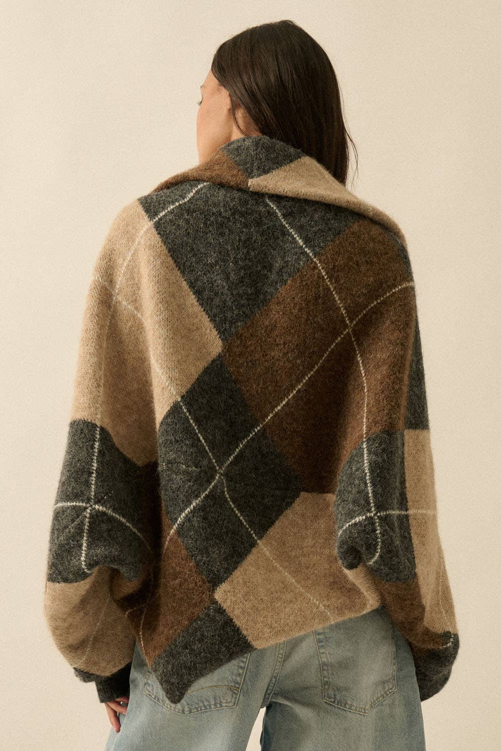 Argyle Jacquard-Knit Cardigan