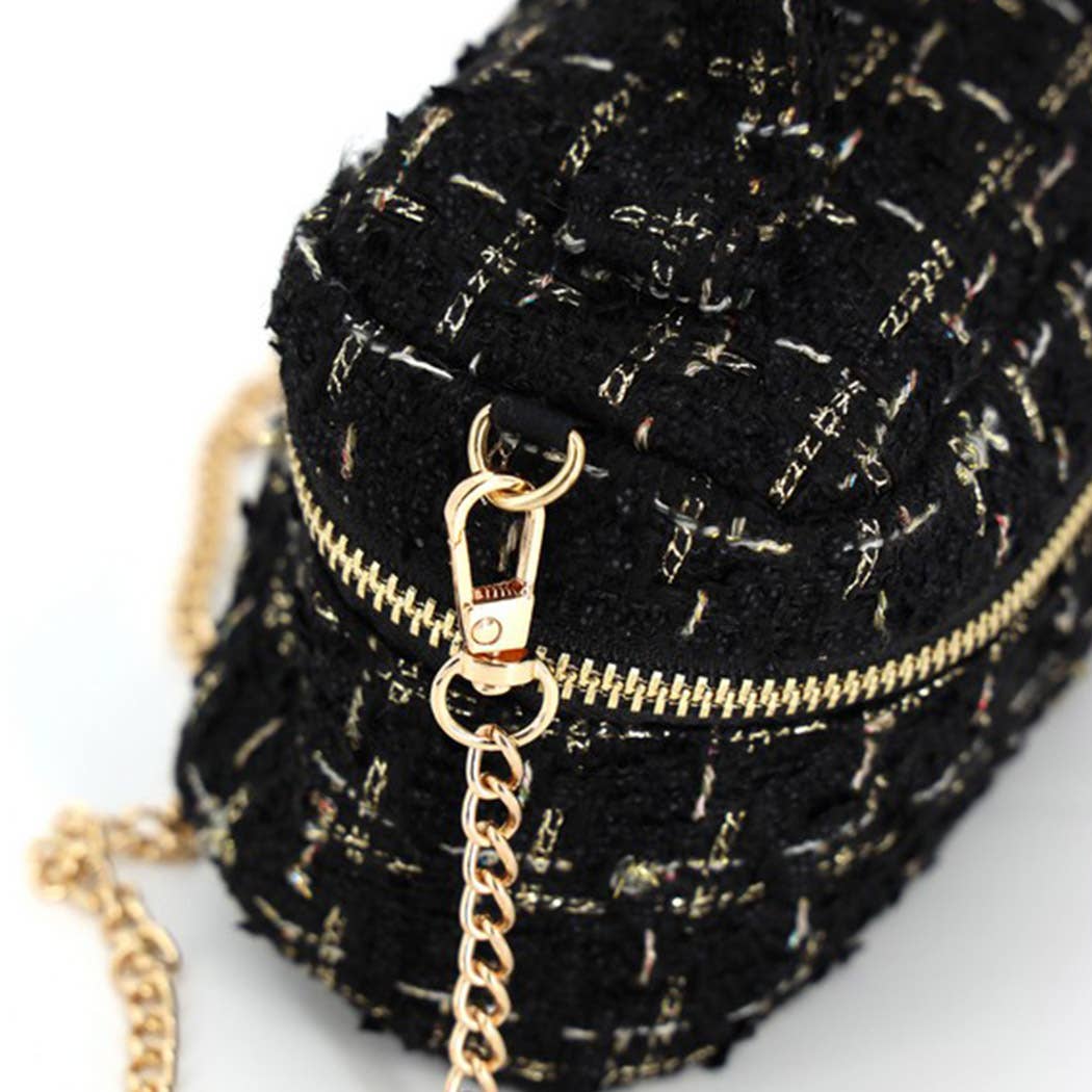 Tweed Vanity Chain Bag With Top Handle