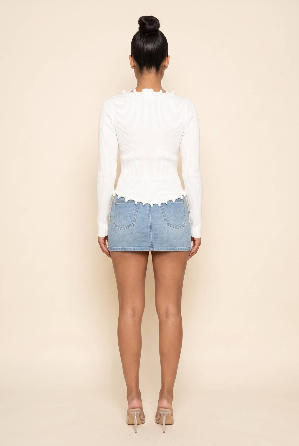 Scallop Hem Button Down Blouse