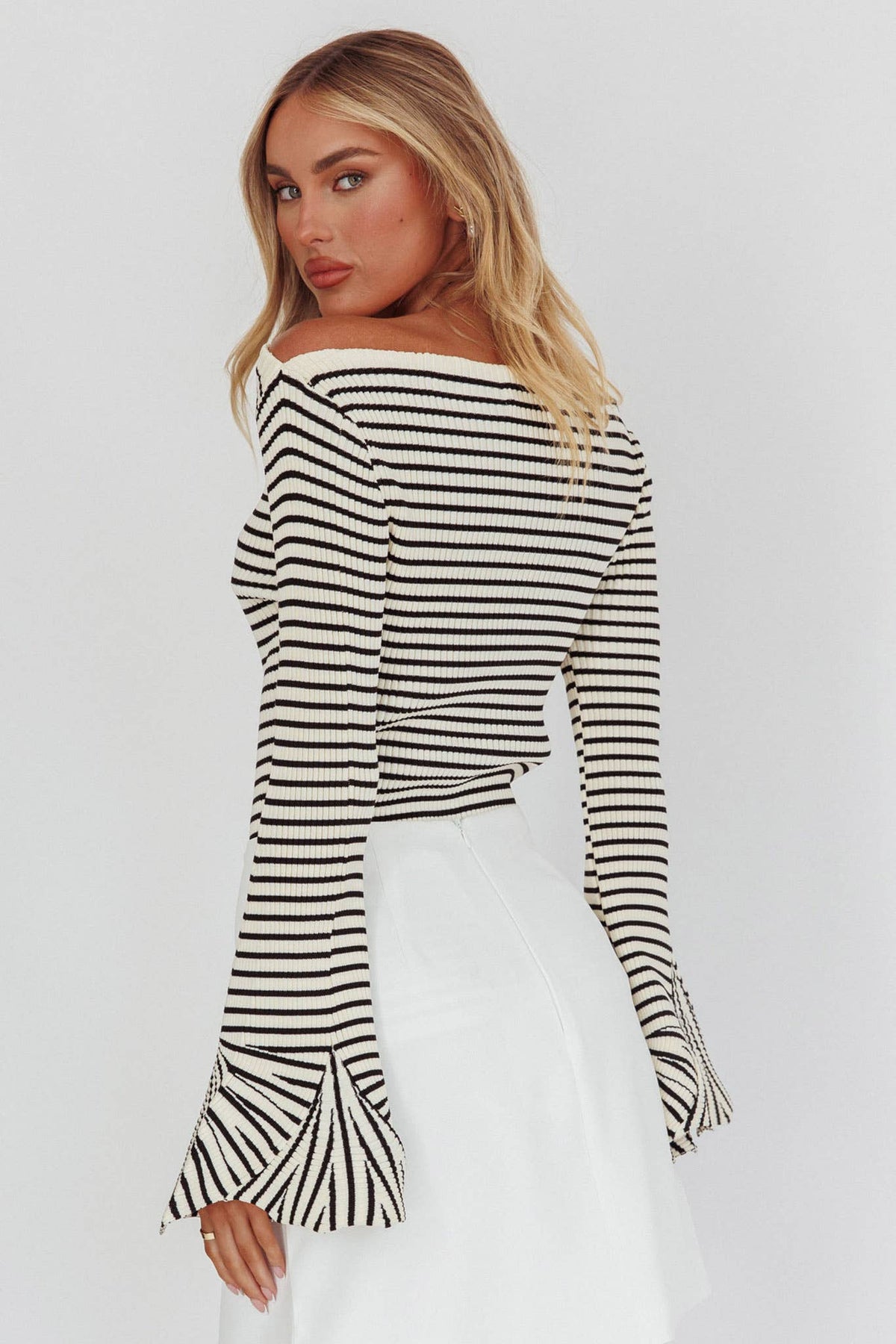 Stripe Sweater Bell Sleeves