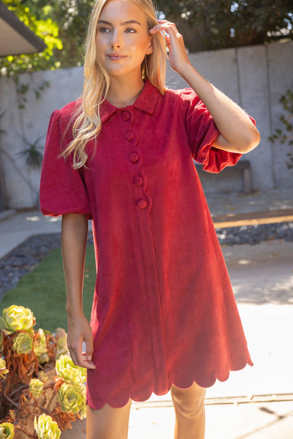 Scallop Collared Shift Dress