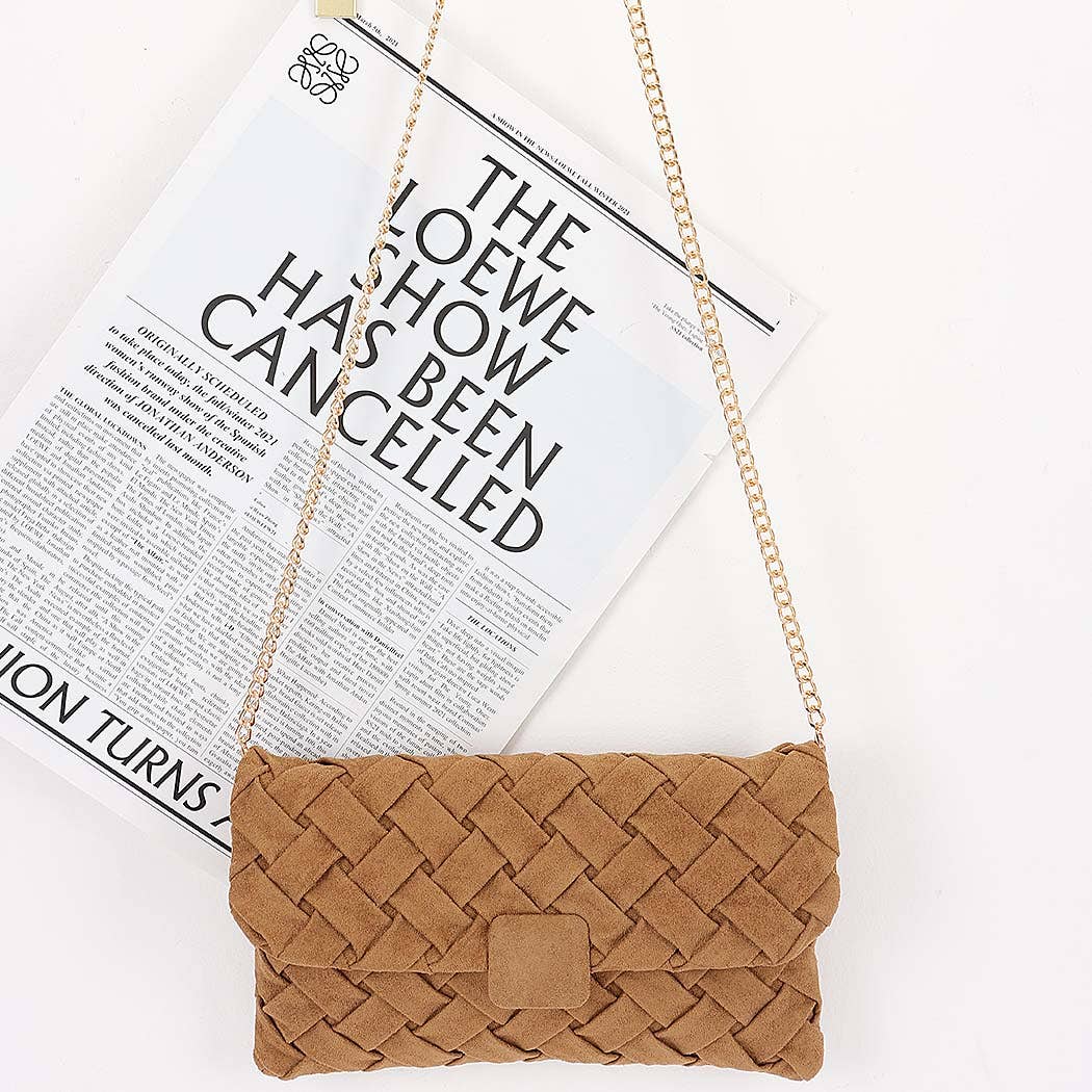 Embossed Faux Suede Clutch Bag