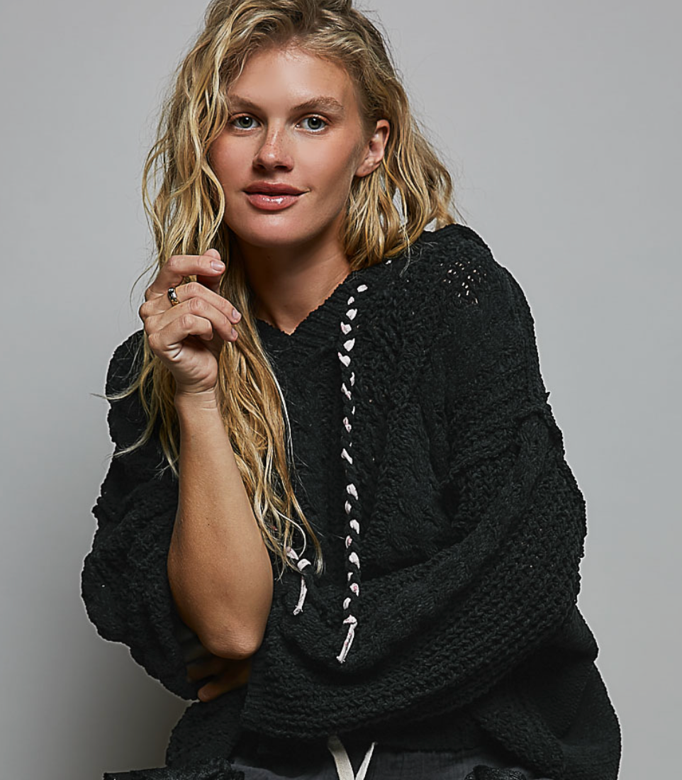 Chunky Cableknit Hoodie Sweater