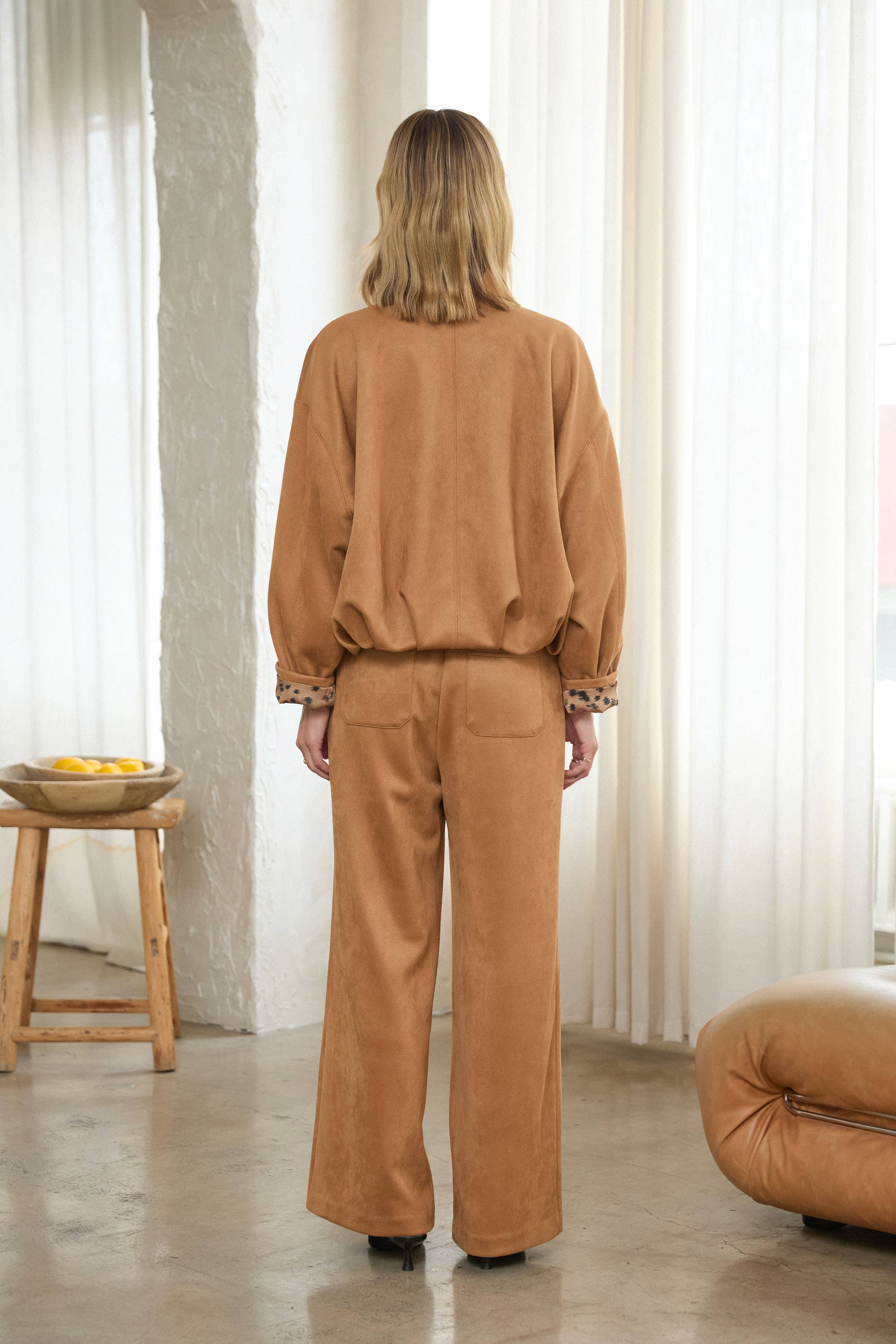 Faux Suede Bubble Hem Jacket