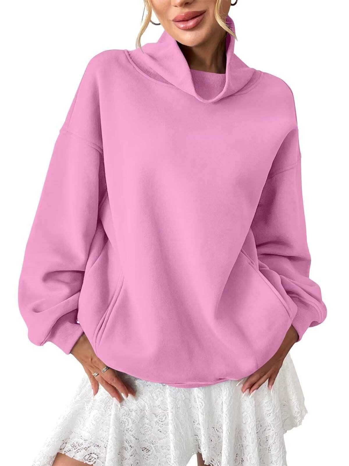 Cowlneck Pullover Sweatshirt Boutique Oversized Casual