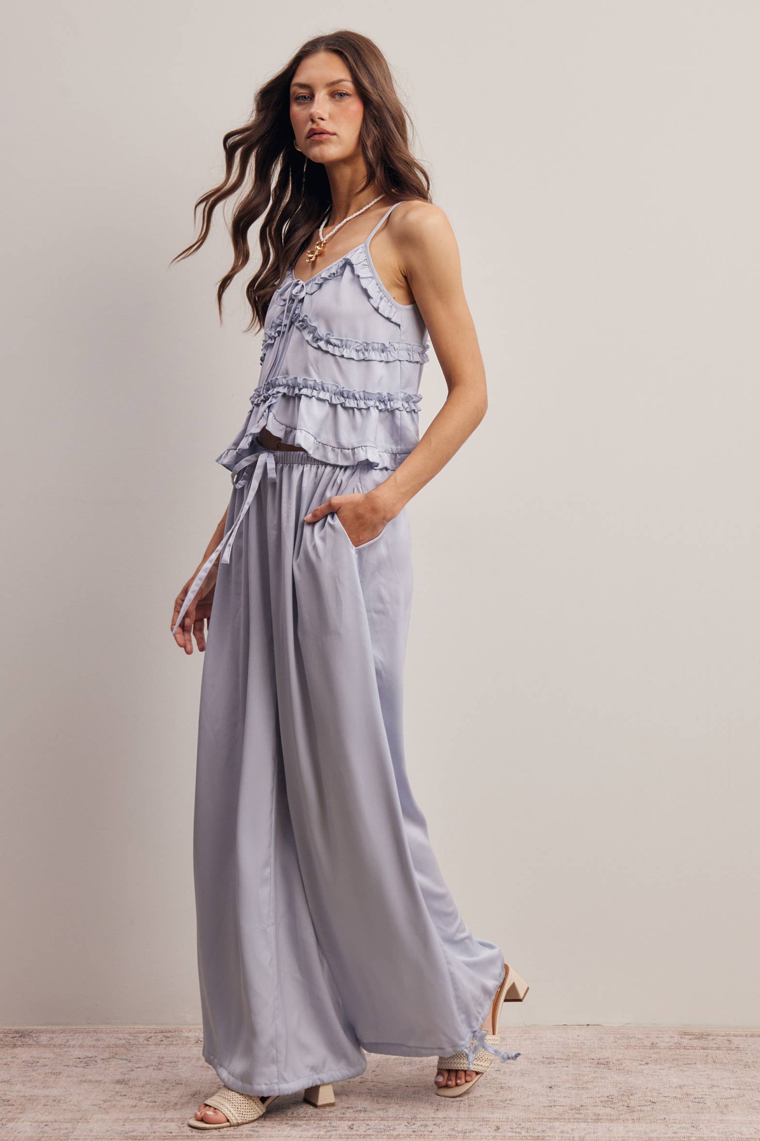 Convertible Wide Leg Tie Hem Pants FP0022