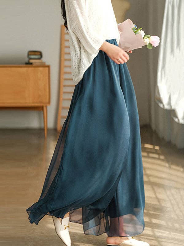Casual Chiffon Sheer Wide Leg Pants