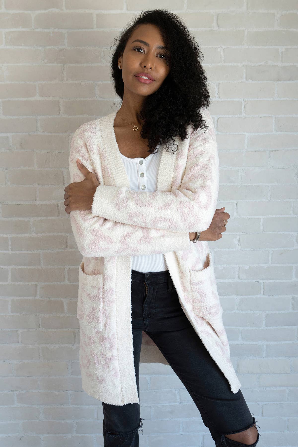 Nera Printed Cardigan w/ Front Pockets