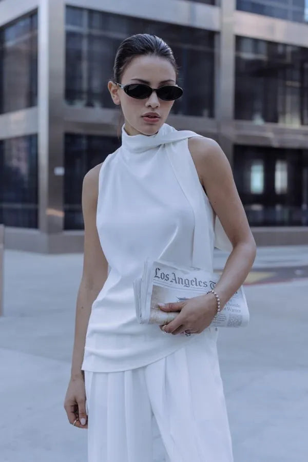 Satin Cowl Back Tank