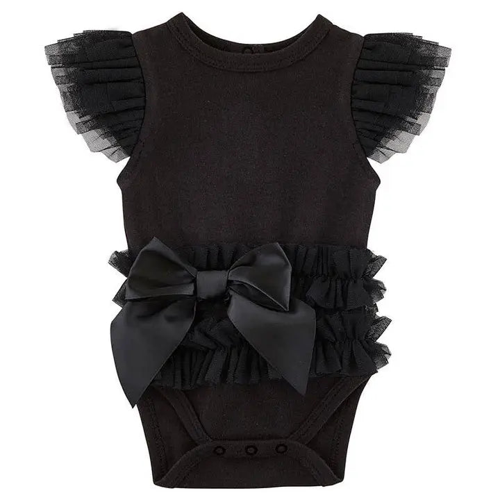 Baby Black Bow Ruffle Onesie