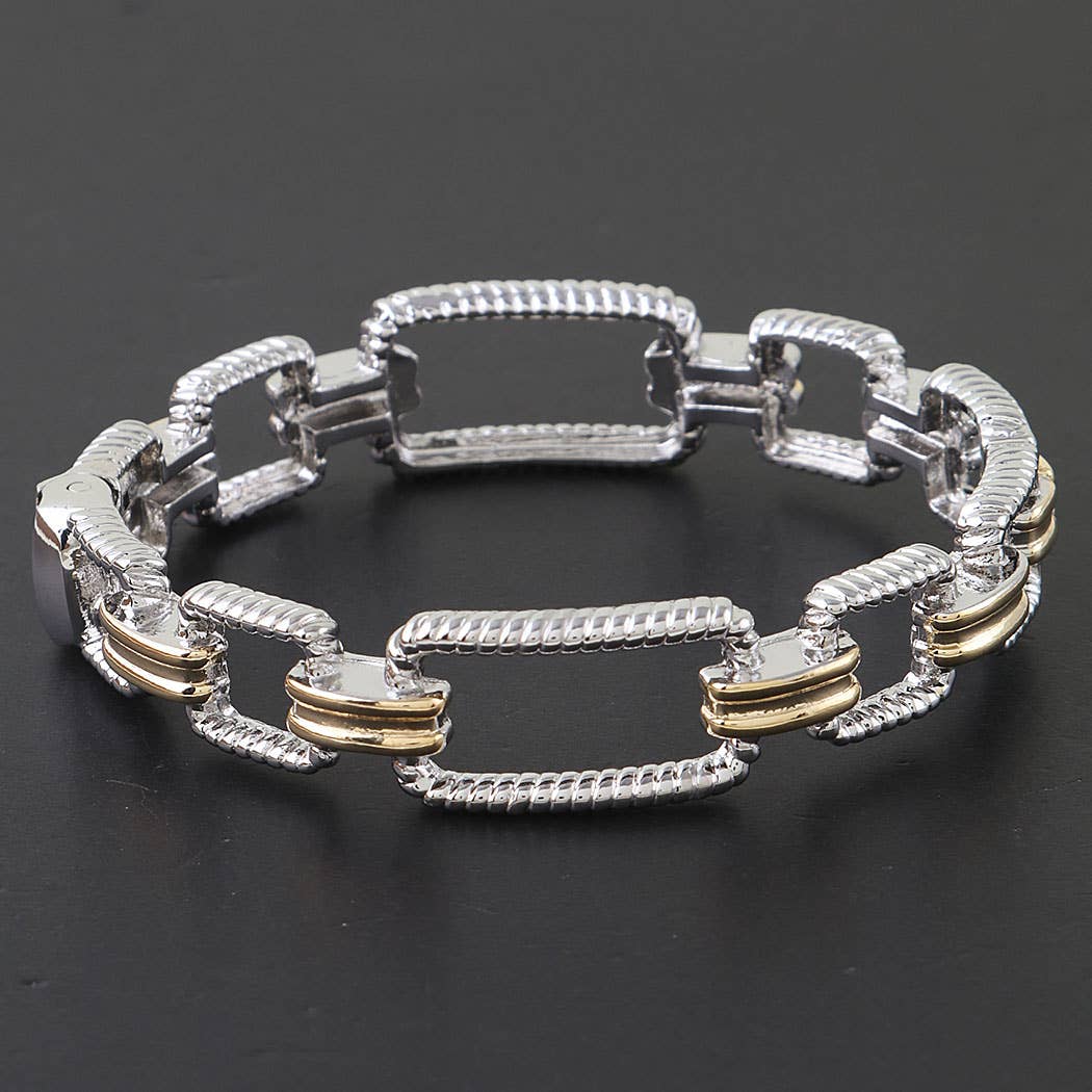 Gold Silver Twisted Link Chain Bracelet