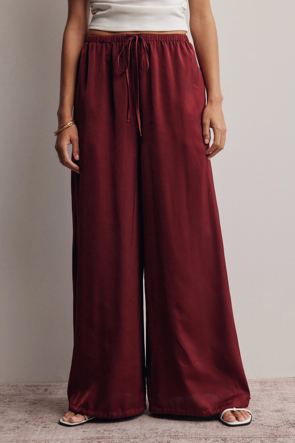 Convertible Wide Leg Tie Hem Pants