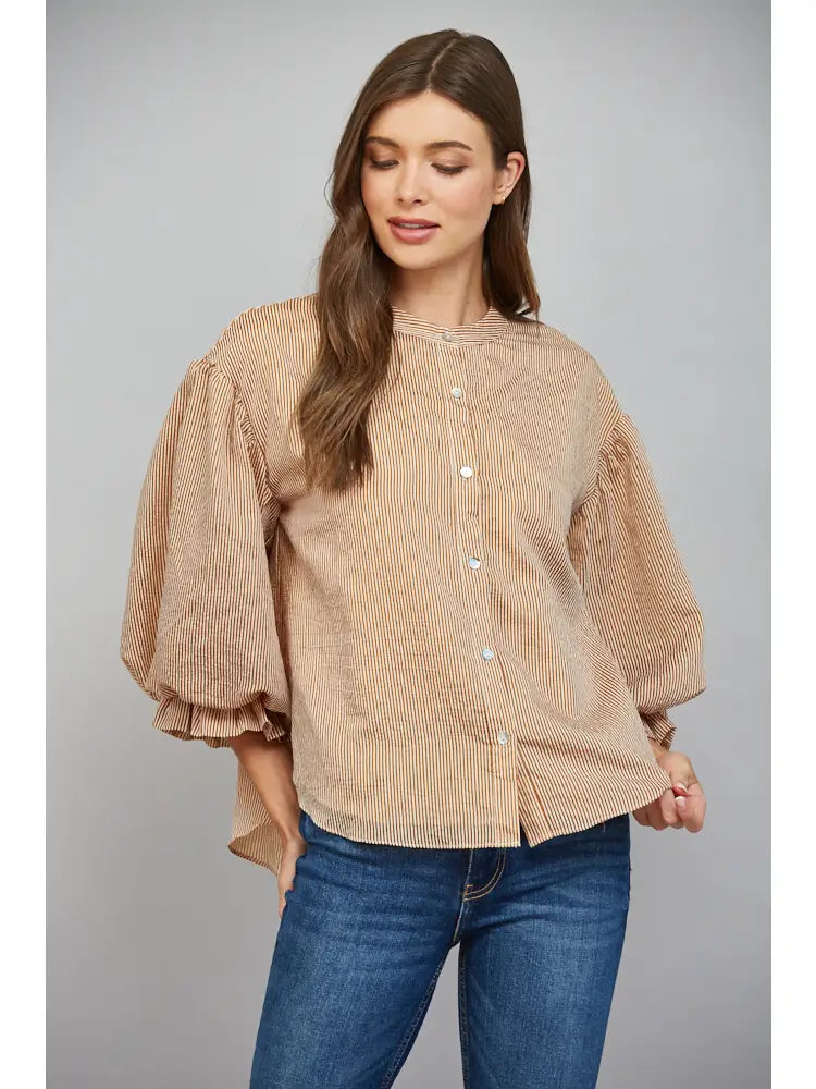 Stripe Pinstripe Lined Blouse