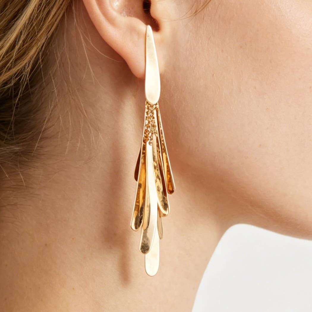 Polished Modern Feather Drop Earrings