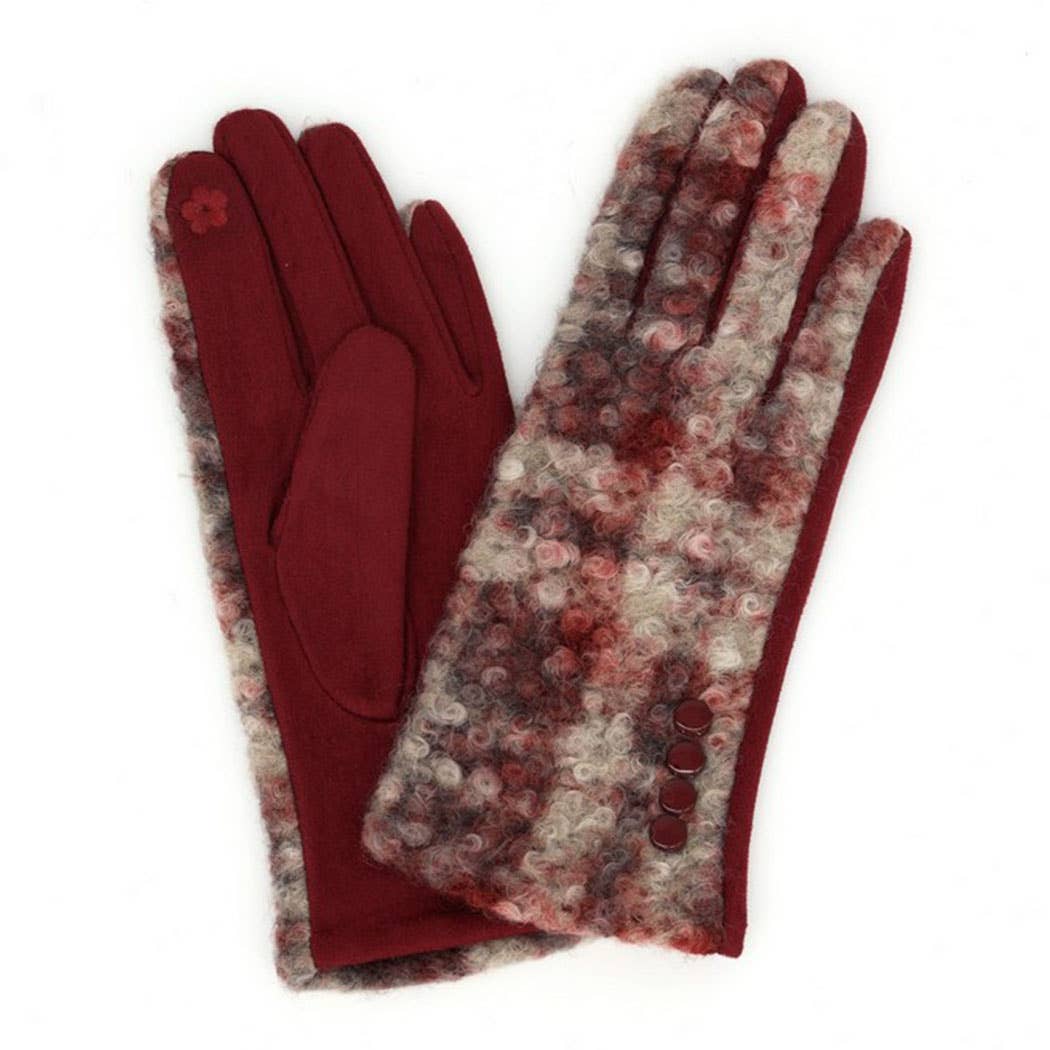 Boucle Check Touchscreen Gloves/ Side Buttons