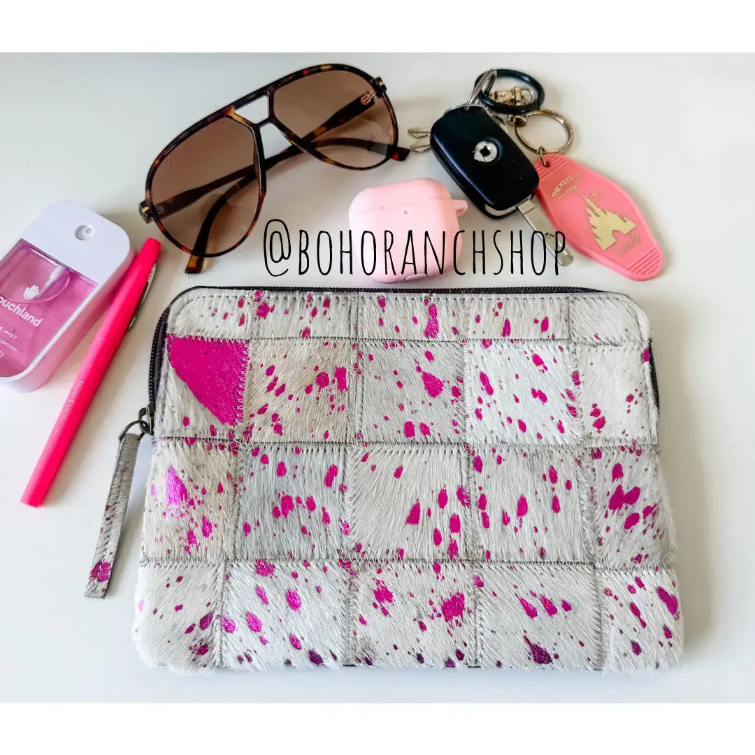 Cowhide Accessory Bag Pouch Genuine Hair-On Hide Makeup Bag