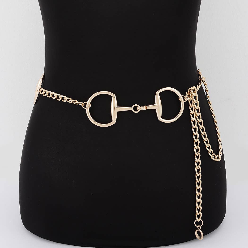 Horsebit Layered Chain Waist Belt