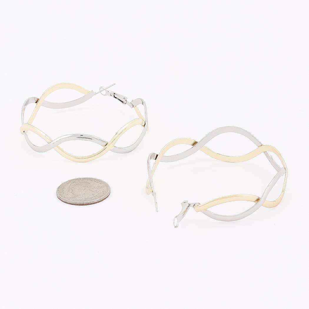 Two-Tone Twisted Hoop Earrings