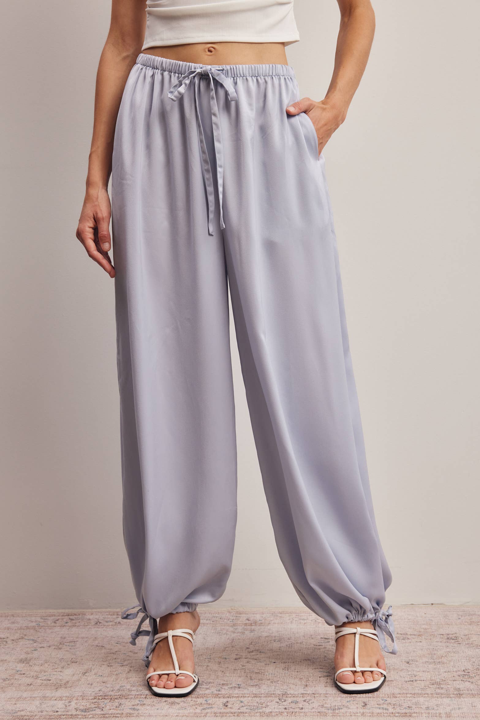 Convertible Wide Leg Tie Hem Pants FP0022