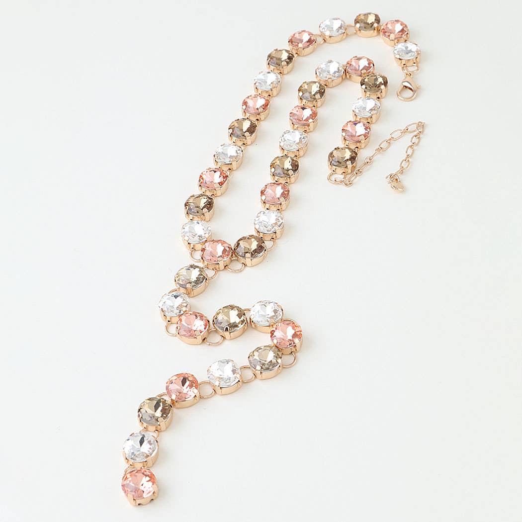 Crystal Rhinestone Y-Drop Lariat Necklace