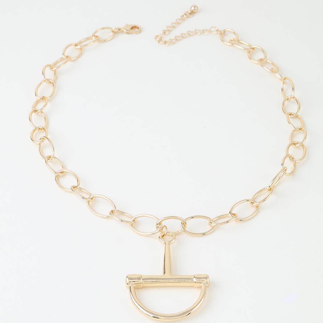 Gold Snaffle Bit Pendant Necklace