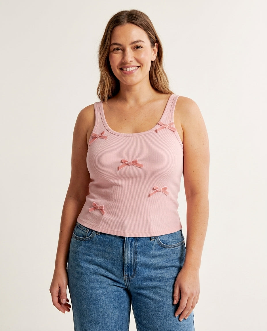 Cute Velvet Bow Tank