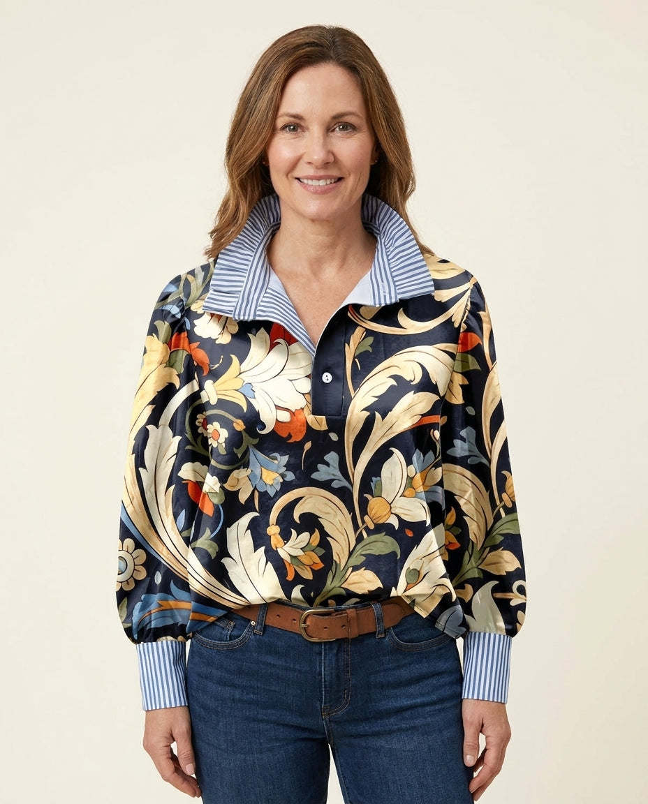 Floral Top With stripe