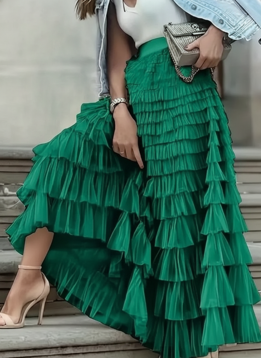 Long Ruffle Skirt