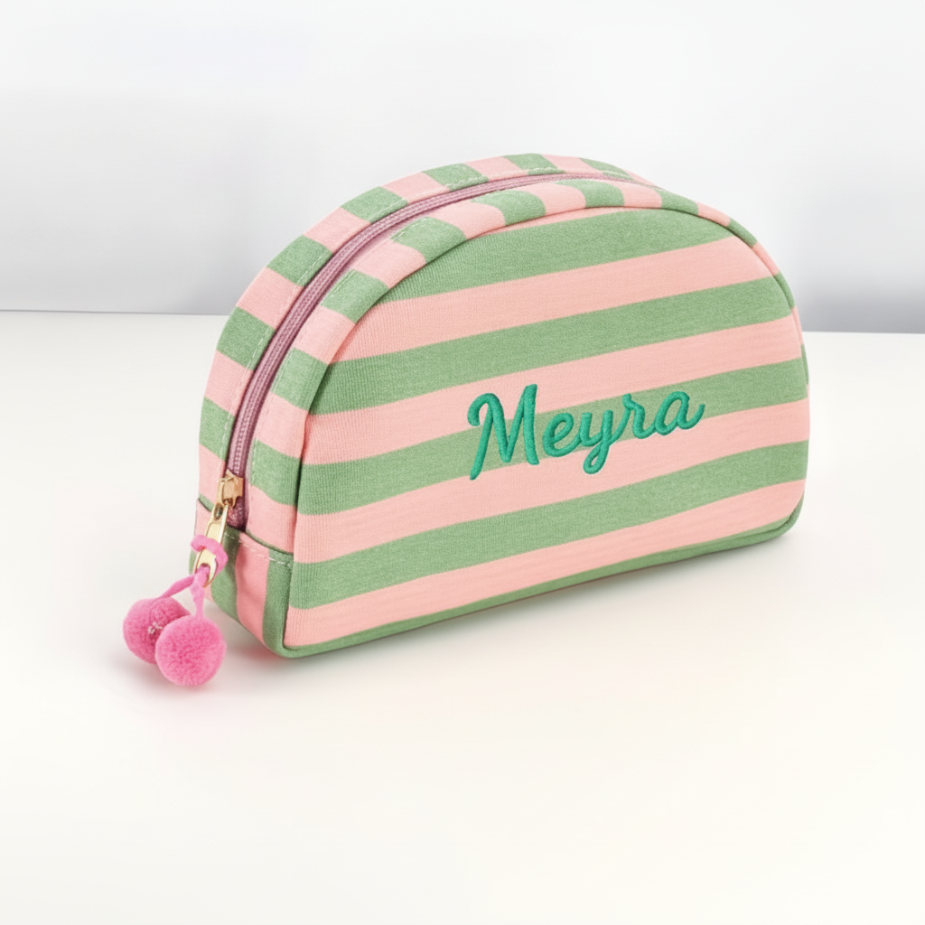 Personalized Stripe Zip Bag