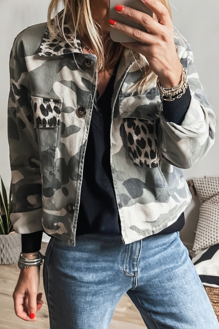 Camo Leopard Denim Jacket