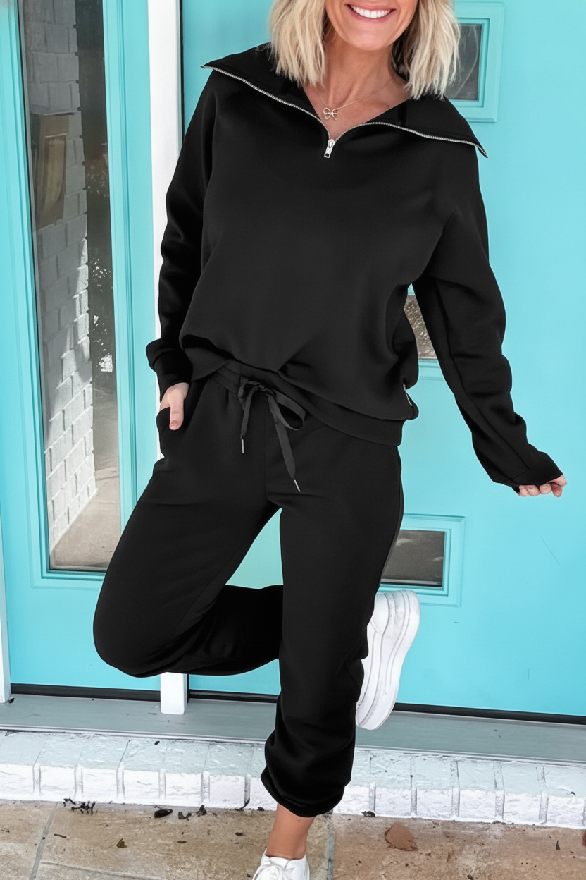 Wide Zip Neckline Set