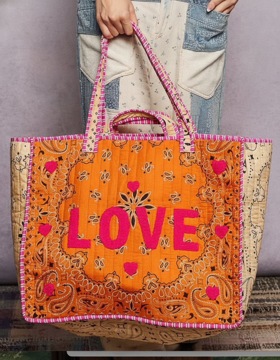 Handstitched Embroidered Bandana Bag