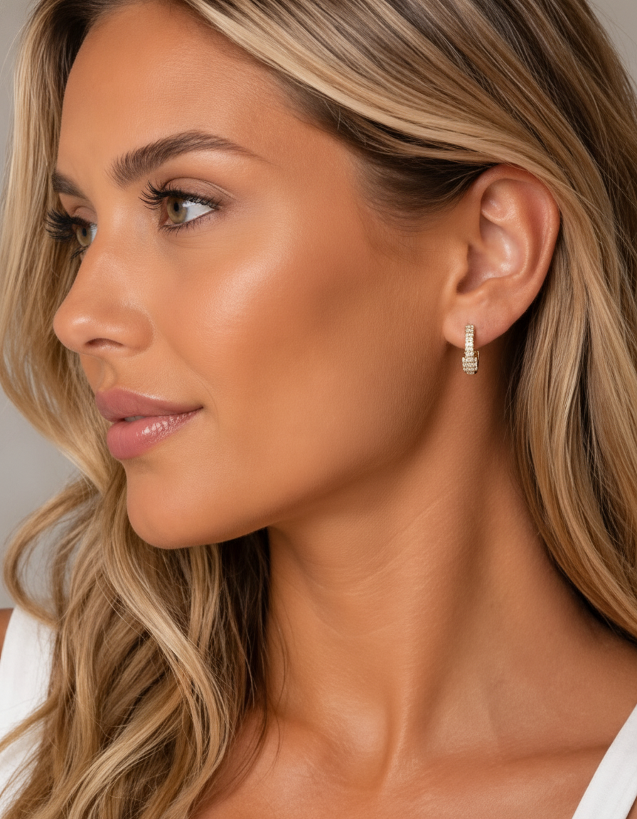 Stone Hoop Earrings