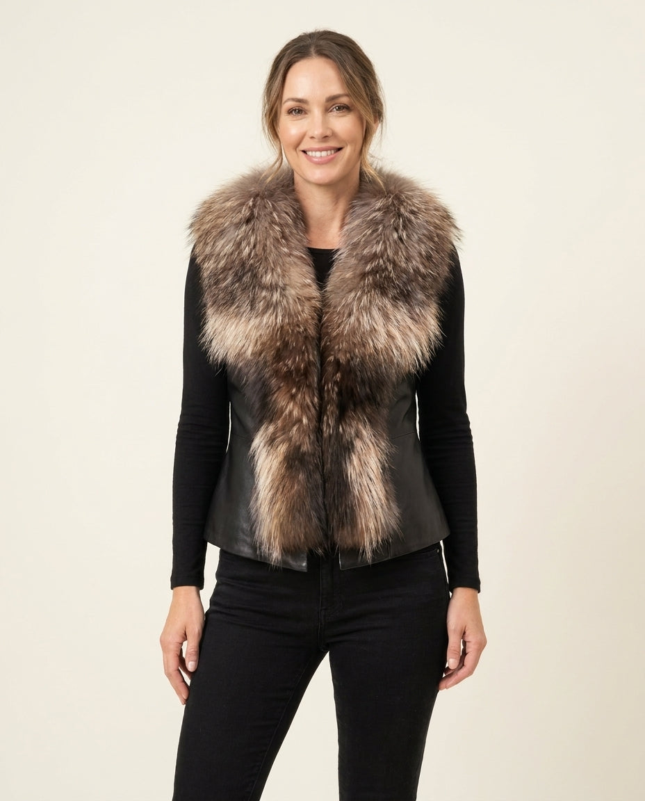 Vegan Leather Fur Vest