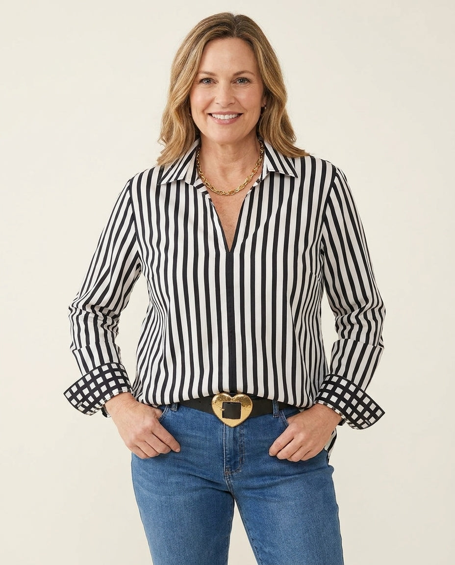 Stripe and Checked Top
