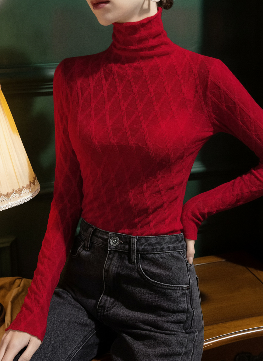 Sheer Turtleneck Top